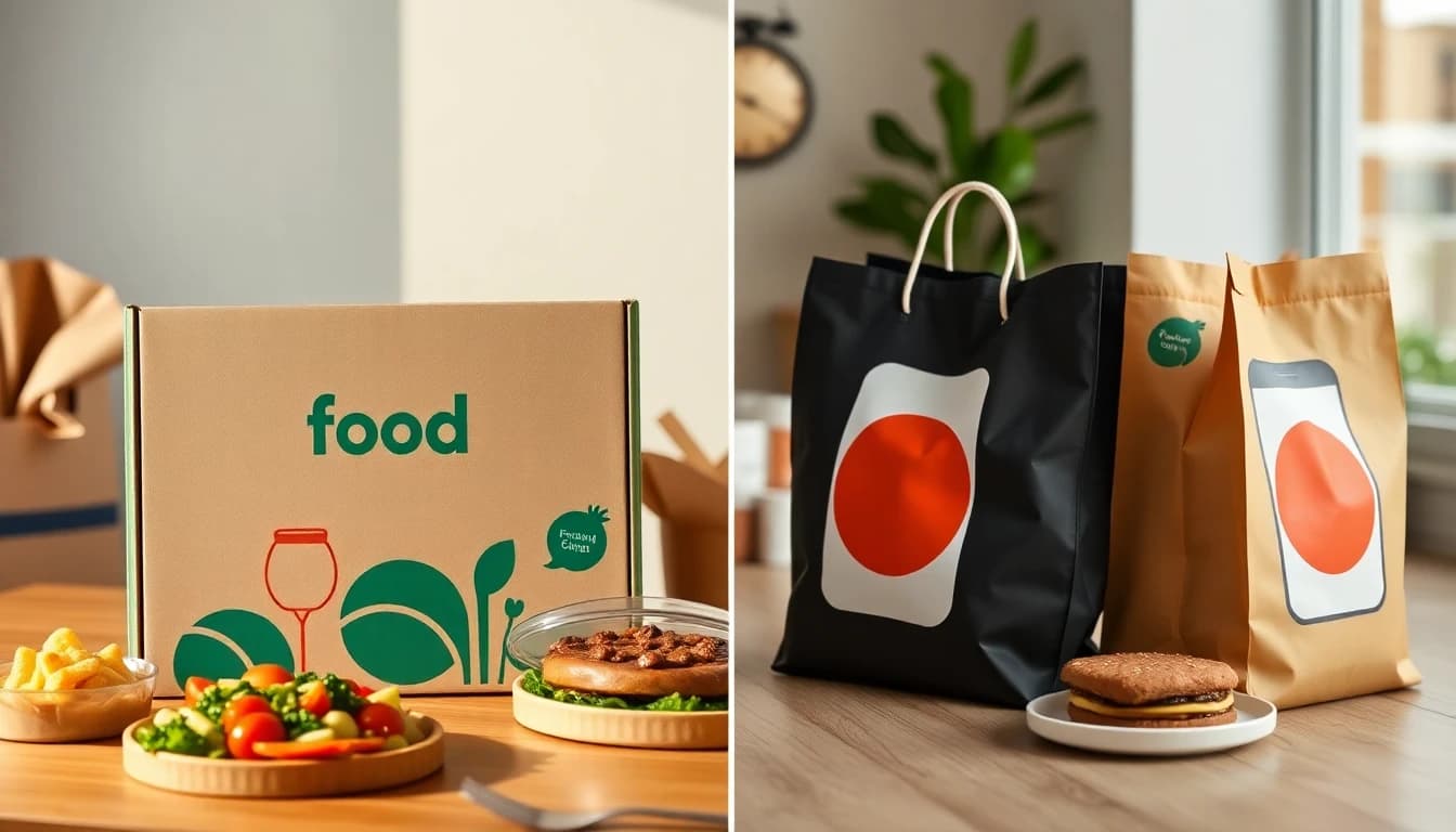 Side-by-side comparison of meal subscription box and app-based delivery bags for Vancouver Asian food
